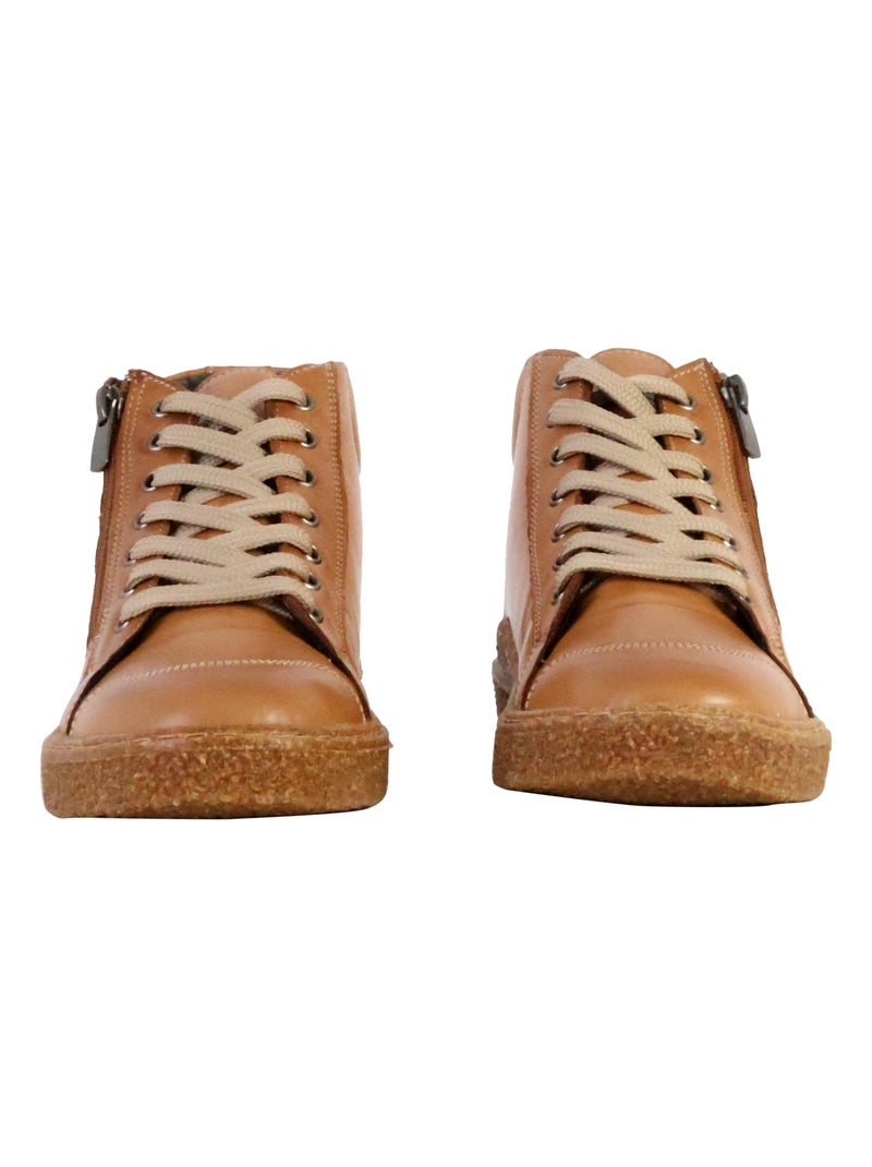 Basket Montante Cuir The Divine Factory Alénoa Camel - Kiabi