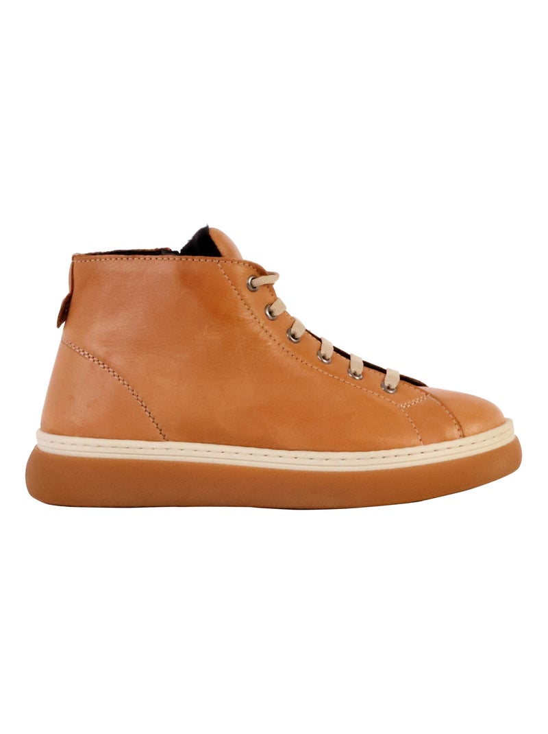 Basket Montante Cuir The Divine Factory Alénoa Camel - Kiabi