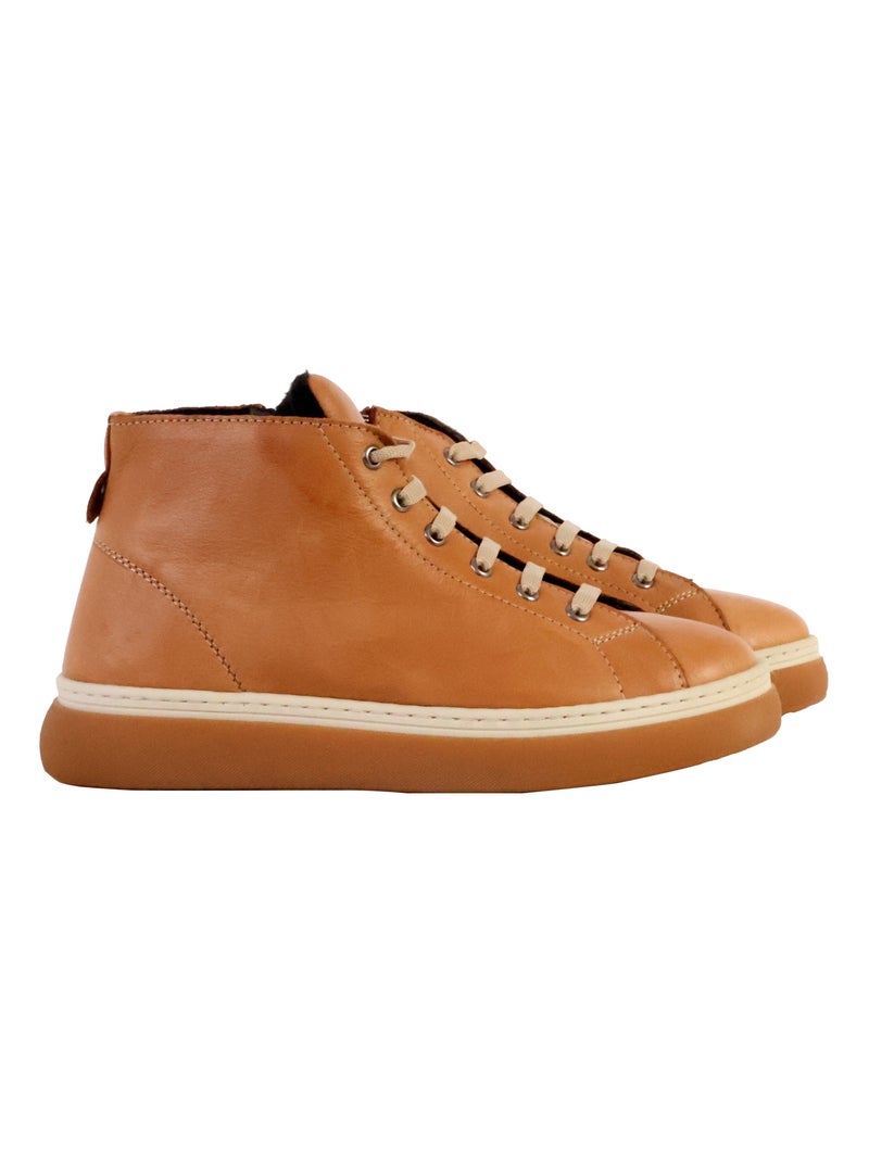 Basket Montante Cuir The Divine Factory Alénoa Camel - Kiabi