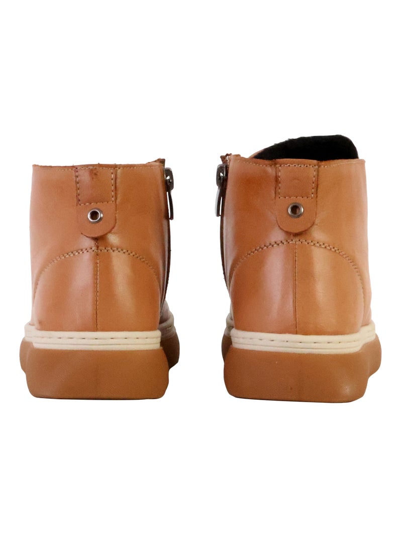 Basket Montante Cuir The Divine Factory Alénoa Camel - Kiabi