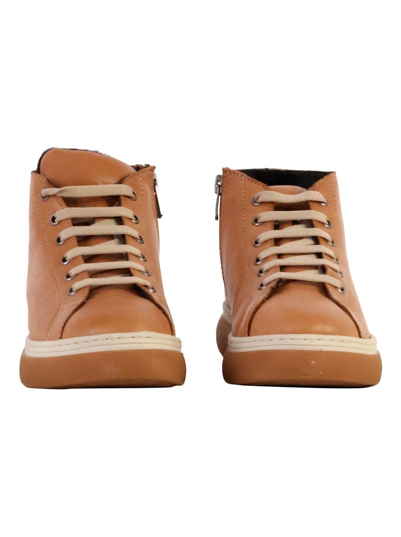 Basket Montante Cuir The Divine Factory Alénoa Camel - Kiabi