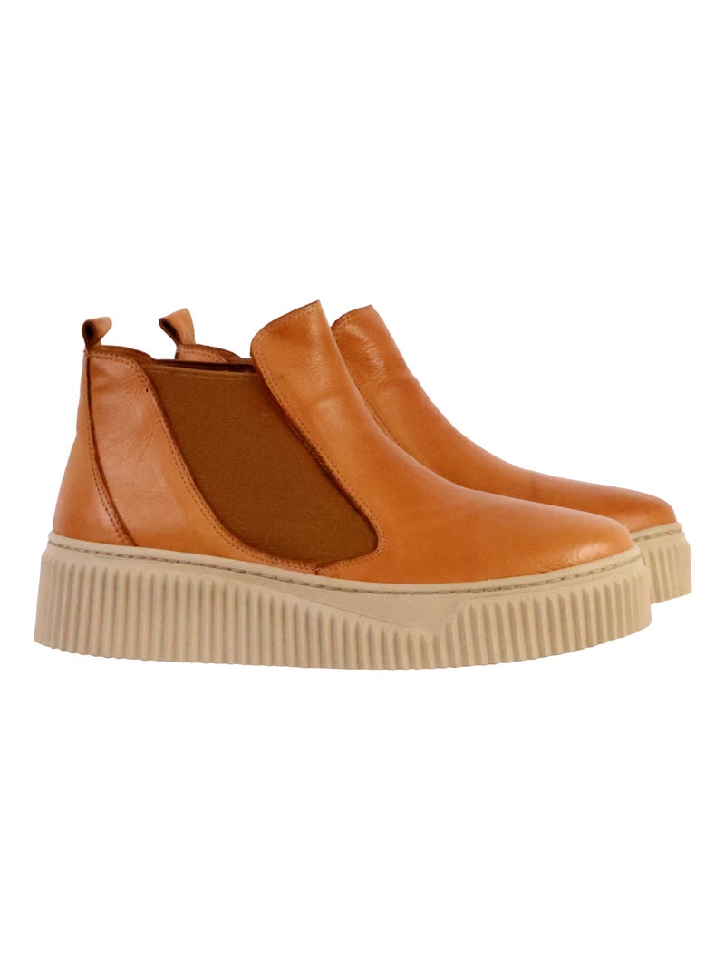 Basket Montante Cuir The Divine Factory Alénoa Camel - Kiabi
