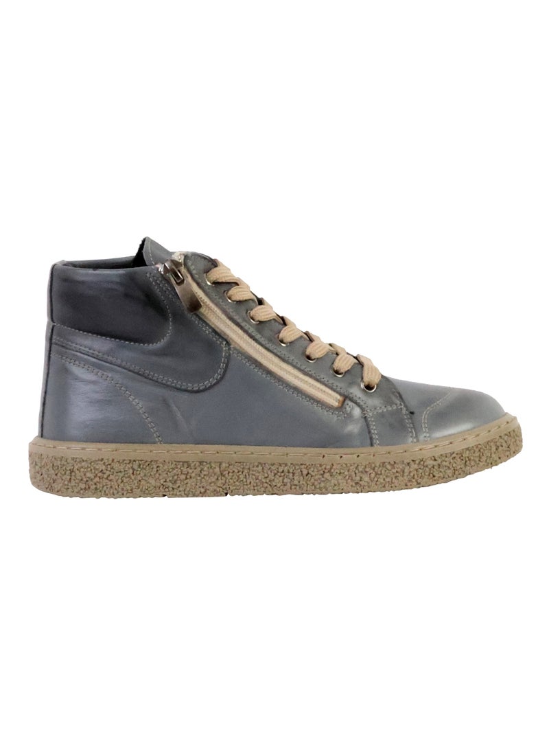 Basket Montante Cuir The Divine Factory Alénoa Gris - Kiabi