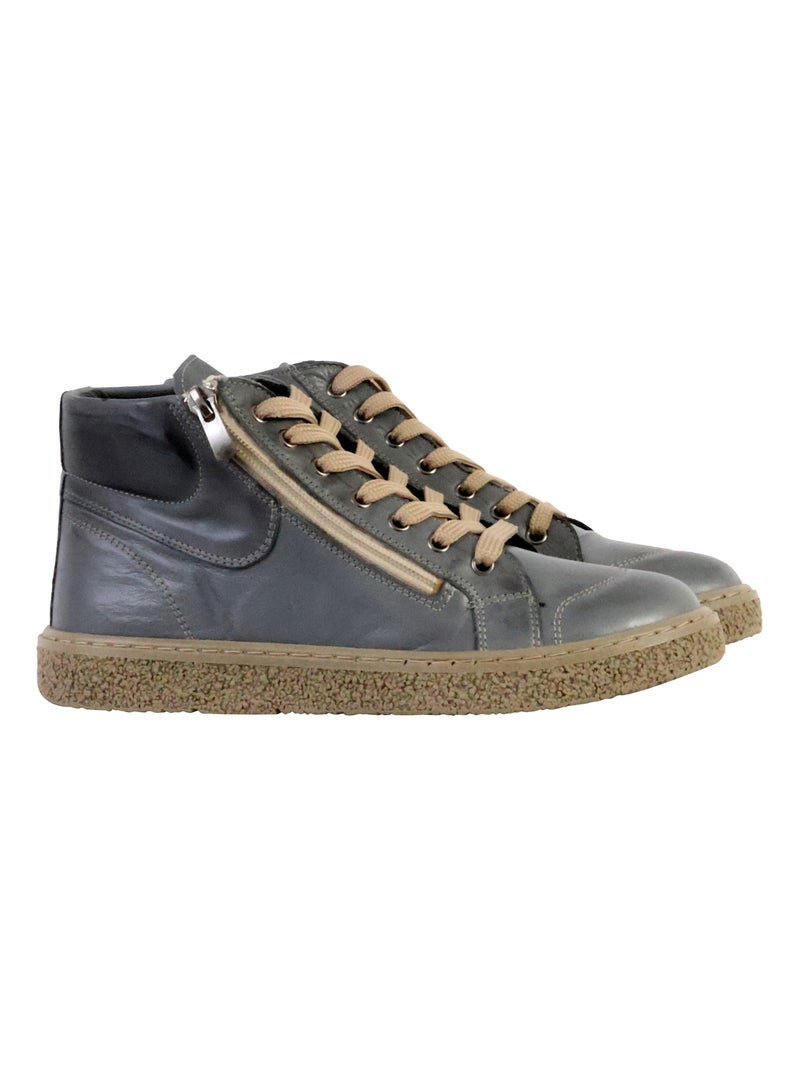 Basket Montante Cuir The Divine Factory Alénoa Gris - Kiabi