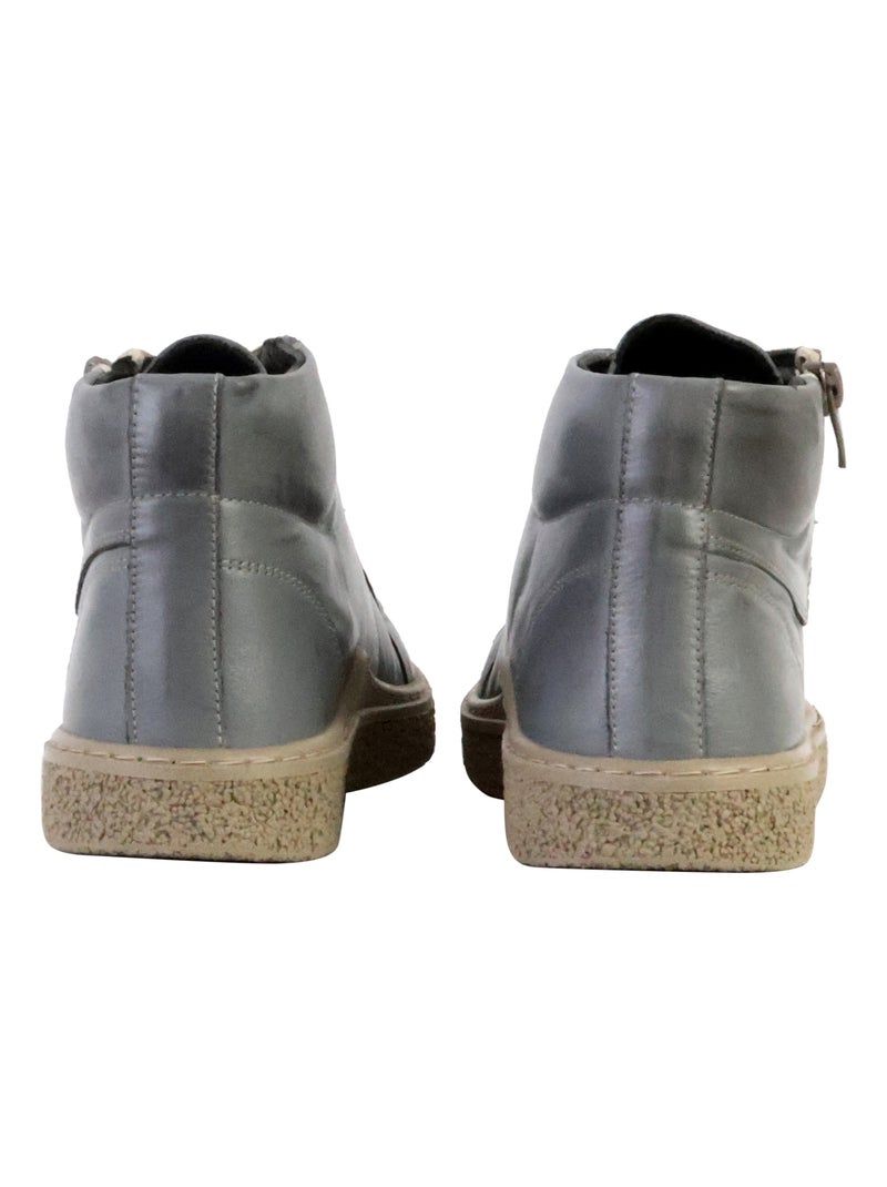 Basket Montante Cuir The Divine Factory Alénoa Gris - Kiabi