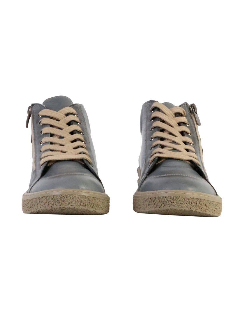 Basket Montante Cuir The Divine Factory Alénoa Gris - Kiabi