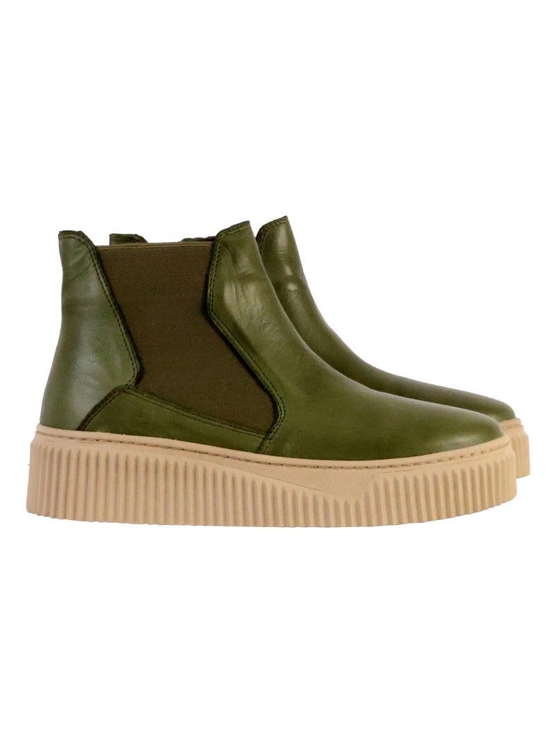 Basket Montante Cuir The Divine Factory Alénoa Kaki - Kiabi