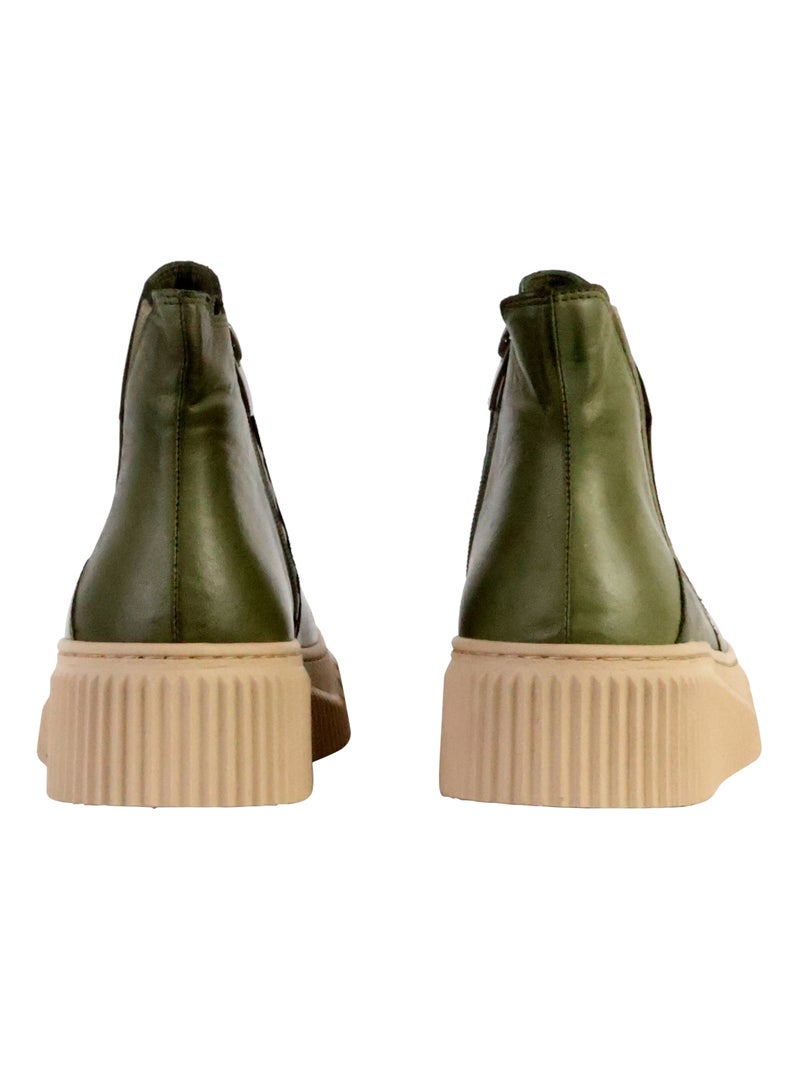 Basket Montante Cuir The Divine Factory Alénoa Kaki - Kiabi