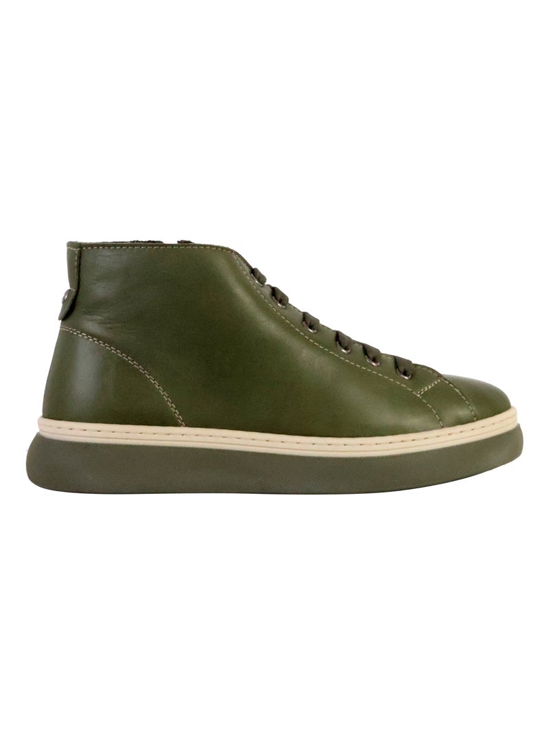 Basket Montante Cuir The Divine Factory Alénoa Kaki - Kiabi