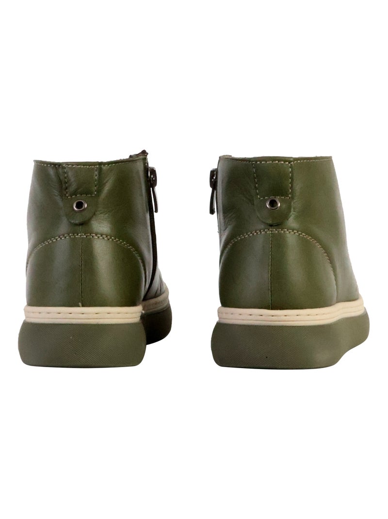 Basket Montante Cuir The Divine Factory Alénoa Kaki - Kiabi