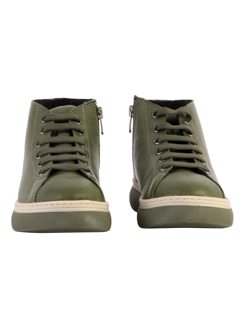 Basket Montante Cuir The Divine Factory Alénoa Kaki - Kiabi