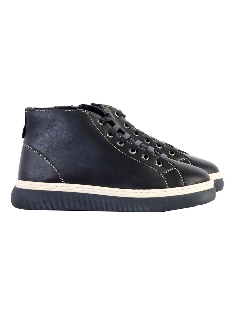 Basket Montante Cuir The Divine Factory Alénoa Noir - Kiabi