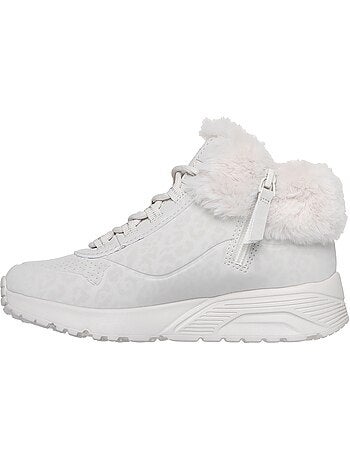 Basket montante enfant à lacets skechers uno lite cozy leopard