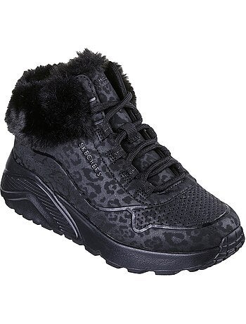 Basket montante enfant à lacets skechers uno lite cozy leopard