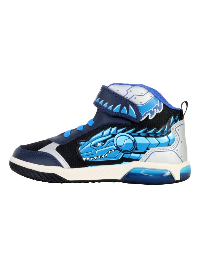 Basket Montante Enfant à Scratches Geox Inek Text Bleu