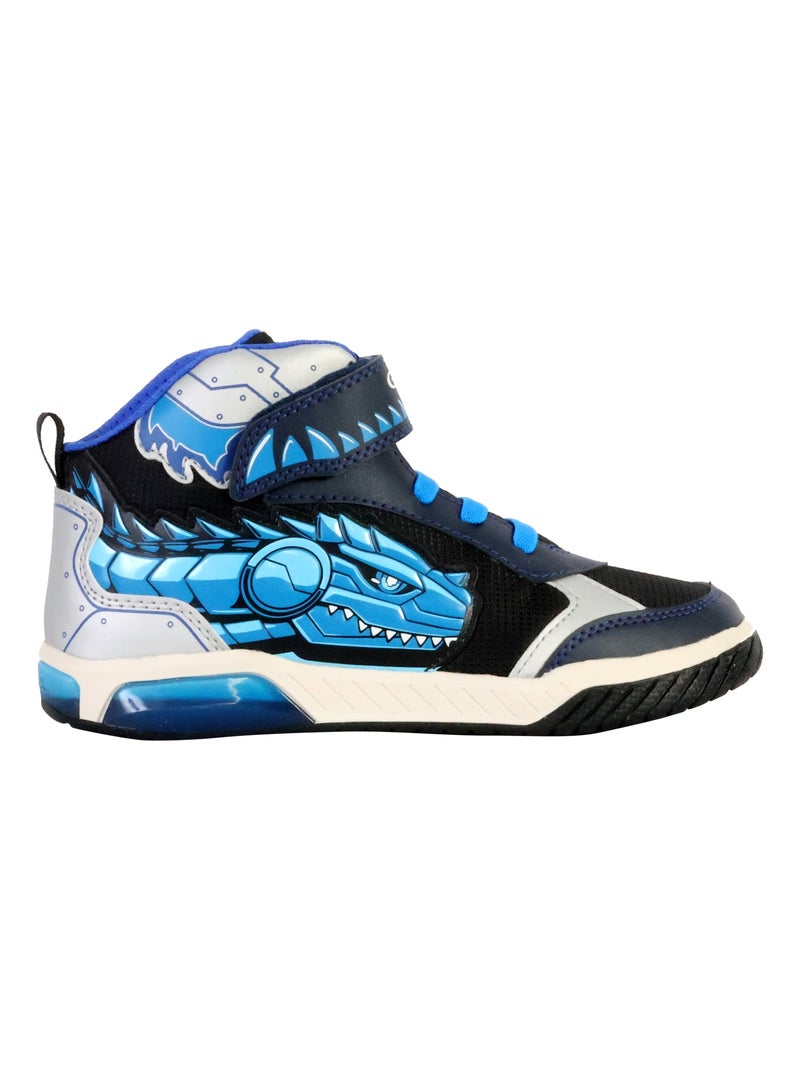 Basket Montante Enfant à Scratches Geox Inek Text Synt.Lea Bleu - Kiabi