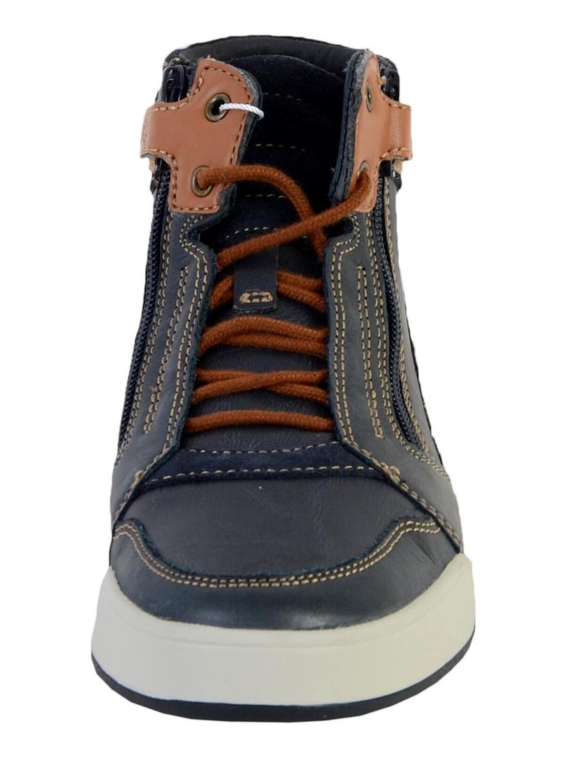 Basket Montante Geox Enfant Garçons J Perth B.D - SYNT+WAX.LEA Bleu - Kiabi