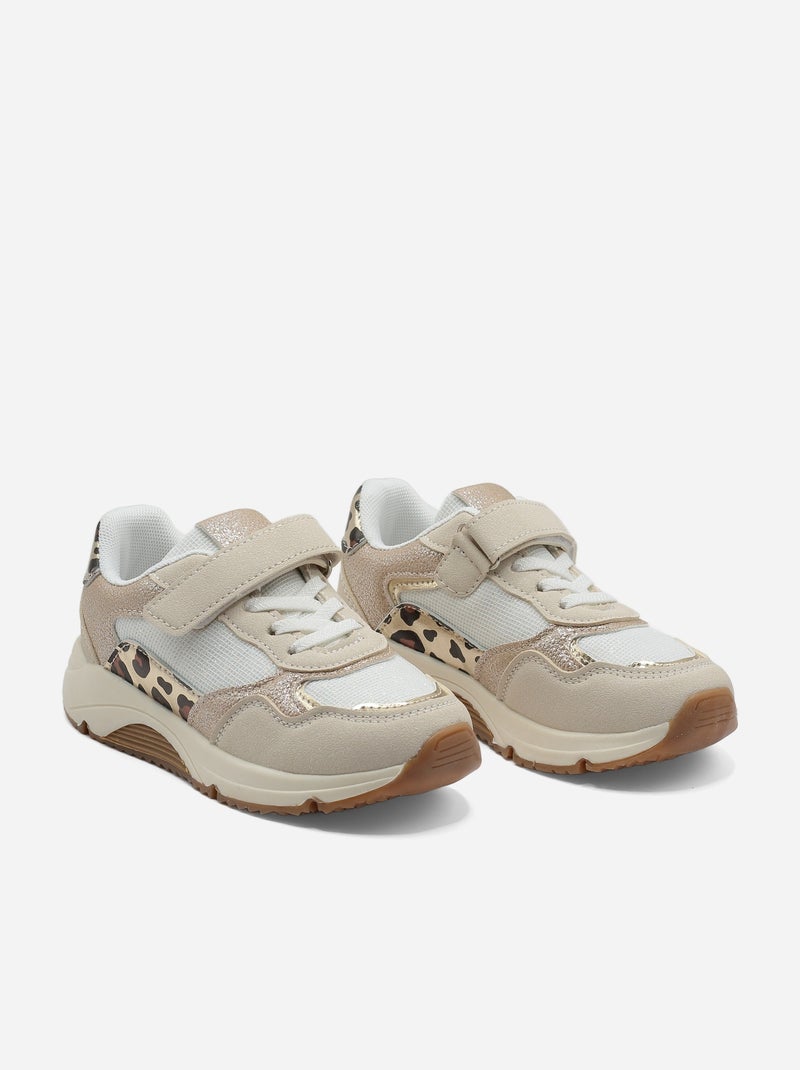 Baskets à détails pailletés Beige - Kiabi