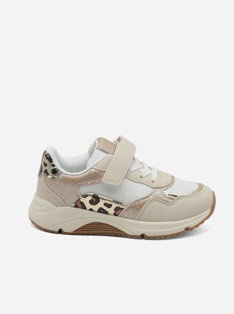 Baskets à détails pailletés Beige - Kiabi