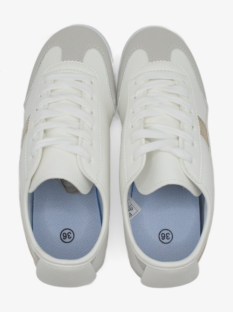 Baskets a lacets - C M Blanc Doré - Kiabi