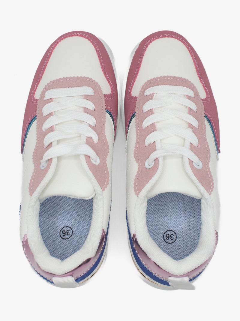 Baskets a lacets - C M Blanc Rose - Kiabi