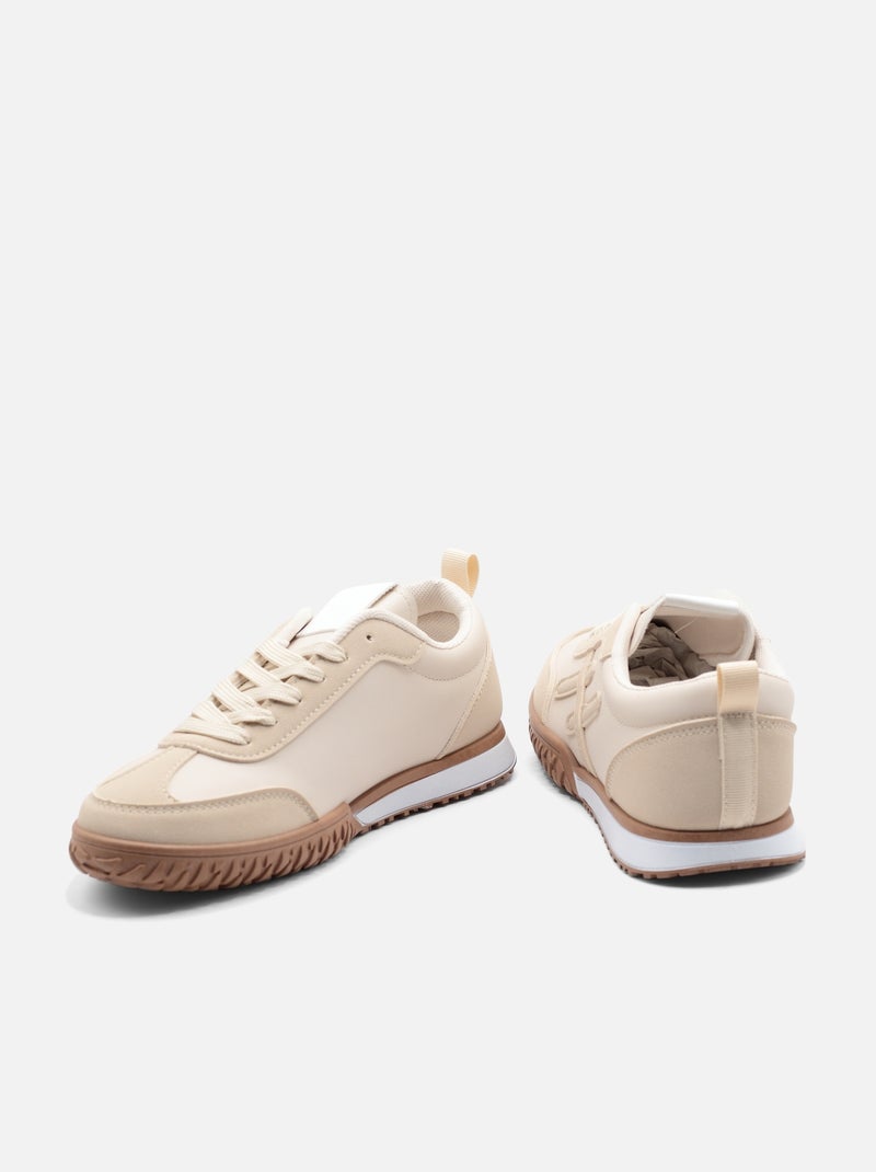 Baskets a lacets Beige - Kiabi