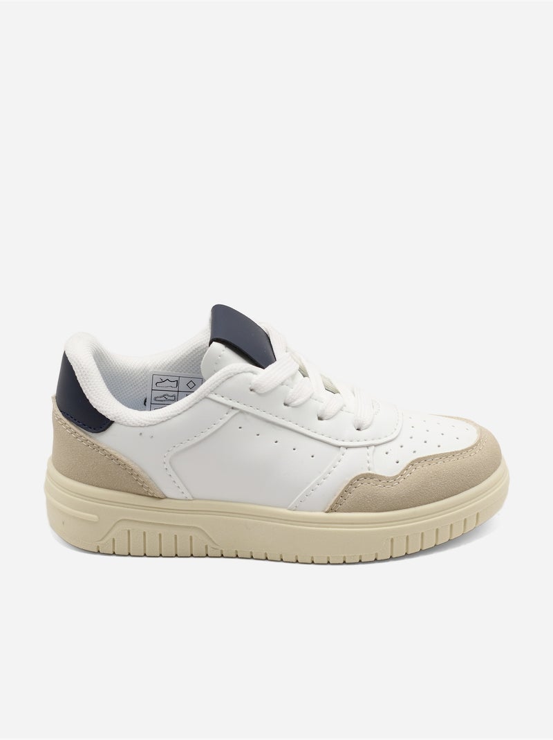 Baskets a lacets Blanc Bleu - Kiabi