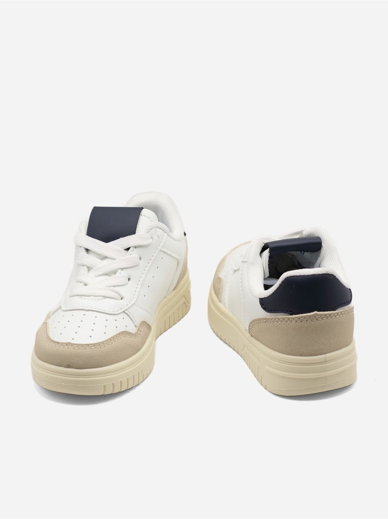 Baskets a lacets Blanc Bleu - Kiabi