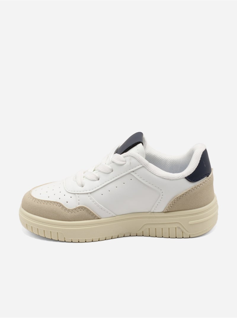 Baskets a lacets Blanc Bleu - Kiabi