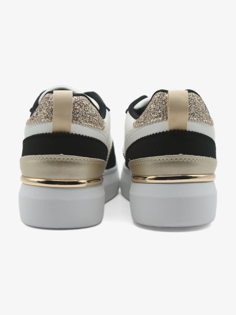 Baskets a lacets Blanc Noir - Kiabi