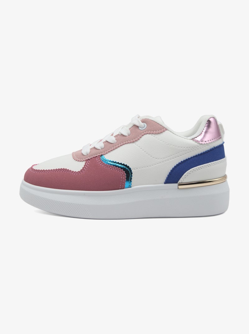 Baskets a lacets Blanc Rose - Kiabi