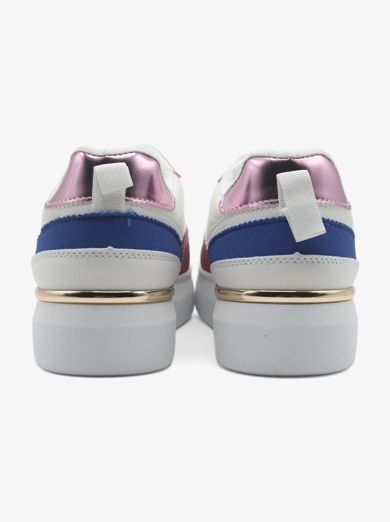 Baskets a lacets Blanc Rose - Kiabi