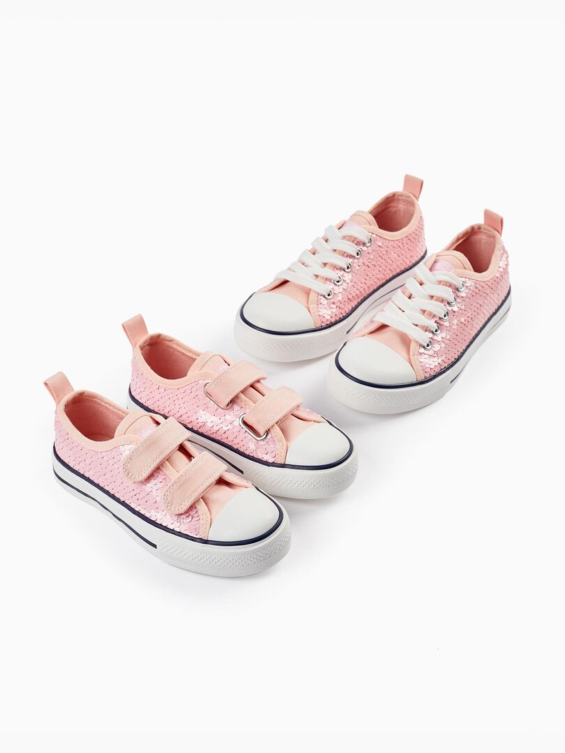 Baskets à Paillettes Pour Enfants - Semelle Antidérapante, Scratch Facile - Chaussures De Sport Scintillantes Pour Filles Et Garçons
