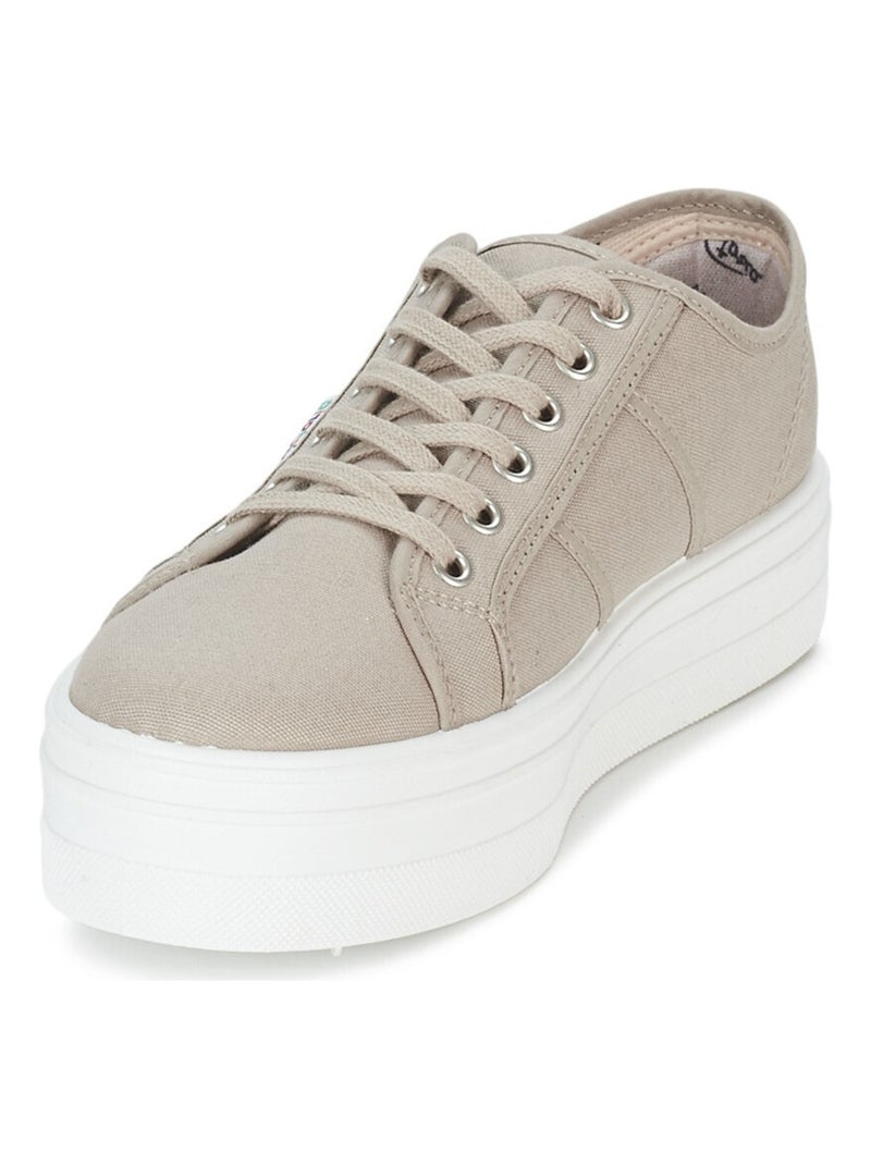 Baskets à Plateforme en Toile Pour Femme Beige - Kiabi