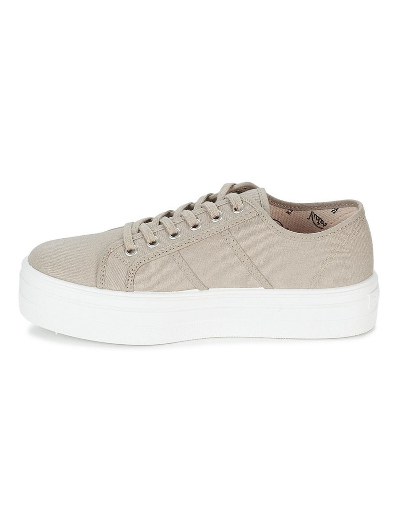 Baskets à Plateforme en Toile Pour Femme Beige - Kiabi