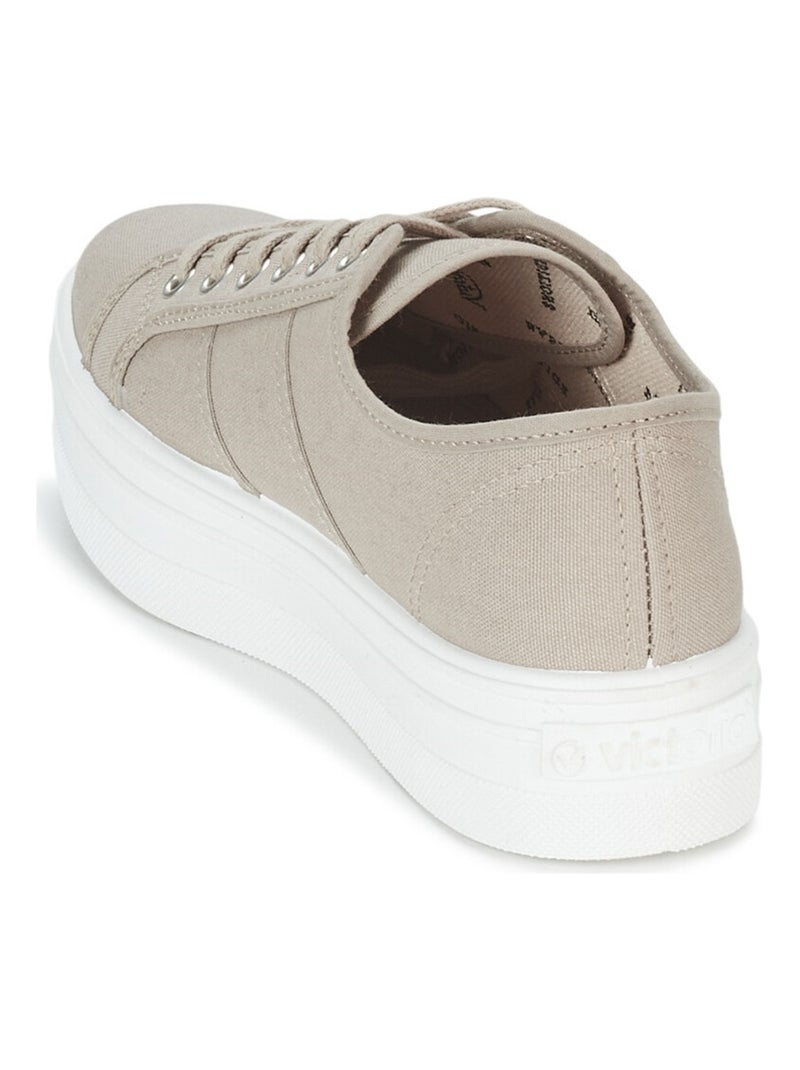 Baskets à Plateforme en Toile Pour Femme Beige - Kiabi