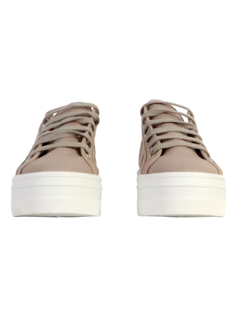 Baskets à Plateforme en Toile Pour Femme Beige - Kiabi