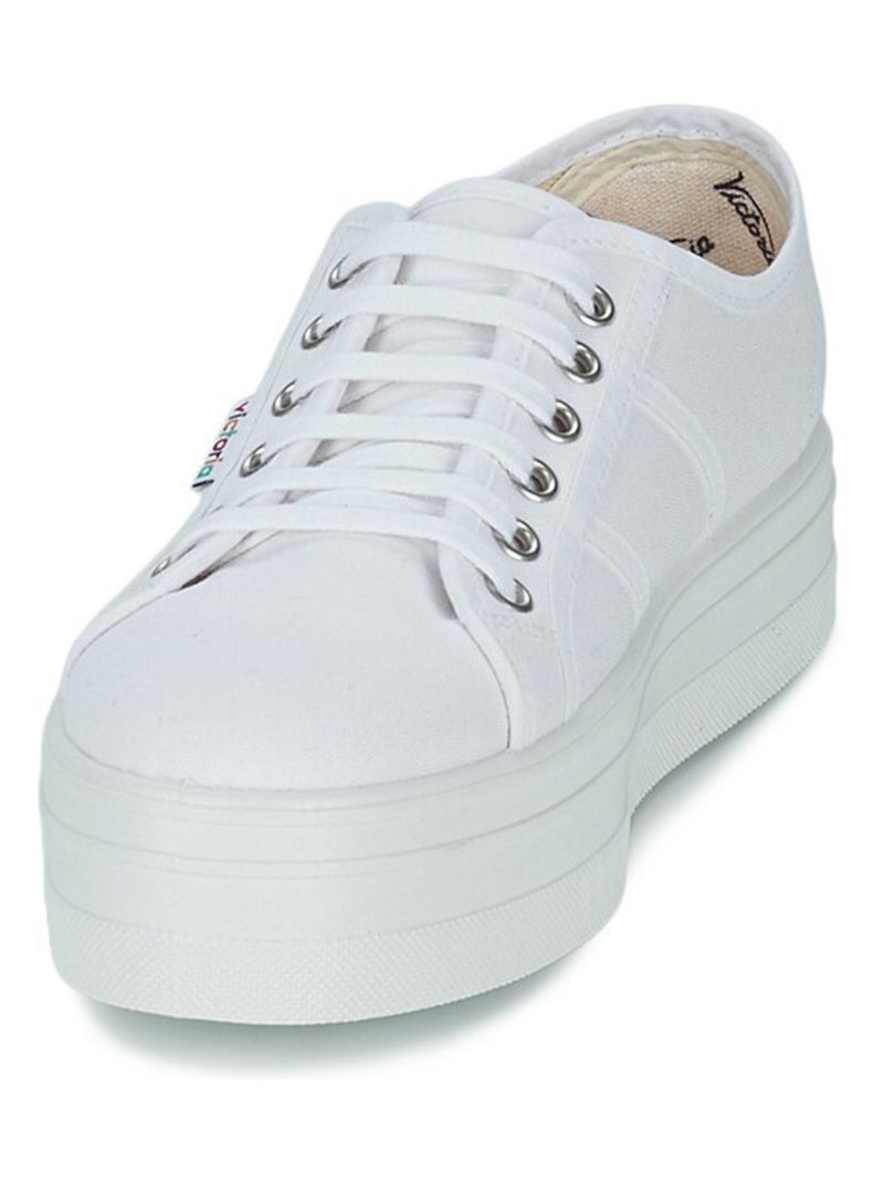 Baskets à Plateforme en Toile Pour Femme Blanc - Kiabi