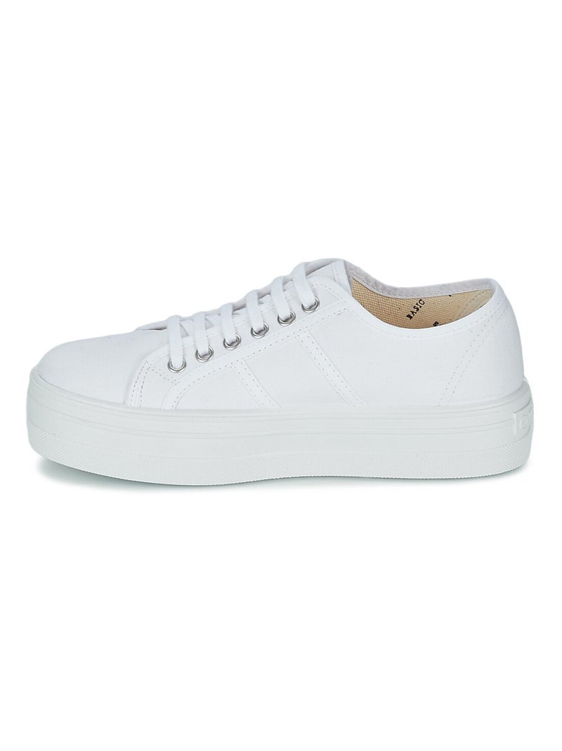 Baskets à Plateforme en Toile Pour Femme Blanc - Kiabi