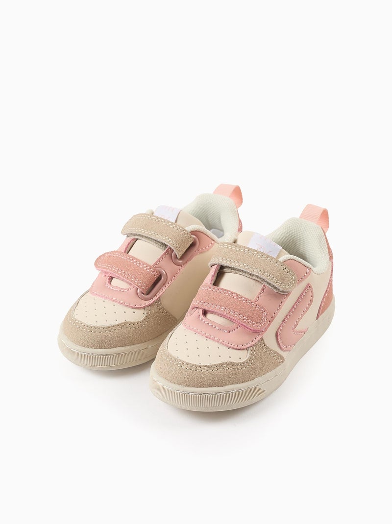 Baskets à Scratch Beige/Rose - Kiabi