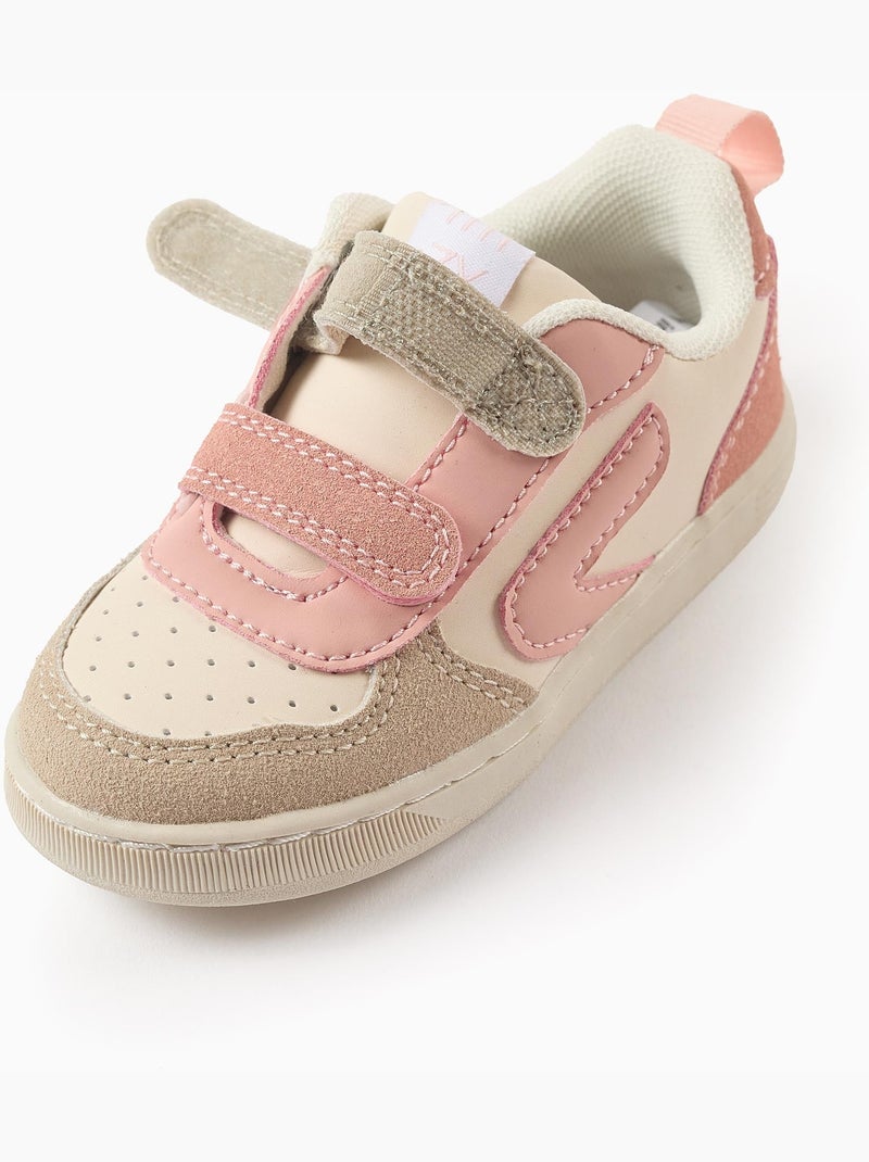 Baskets à Scratch Beige/Rose - Kiabi