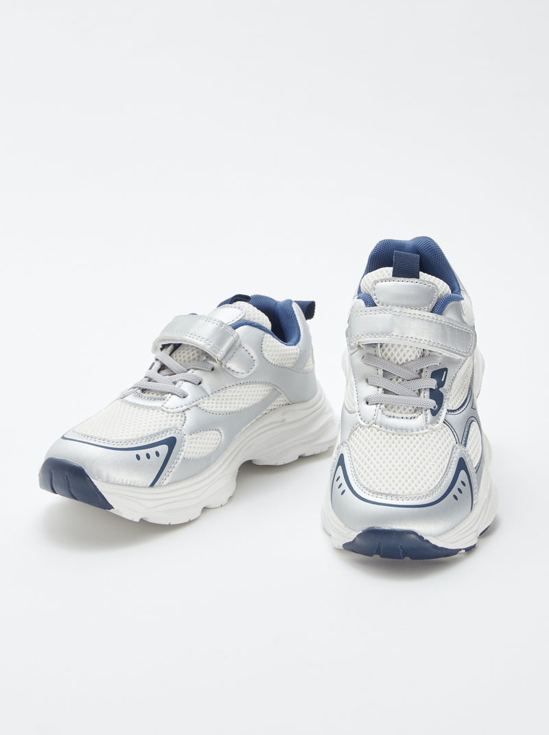 Baskets à scratch et lacets BLANC - Kiabi