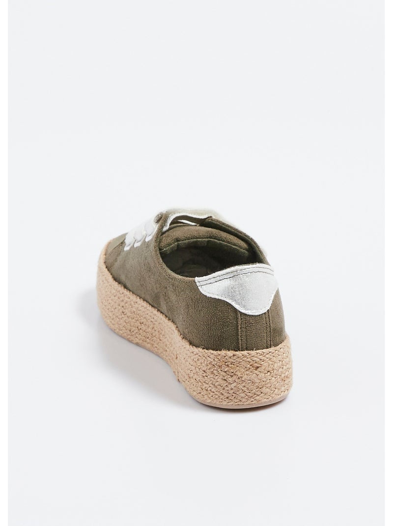 Baskets à scratch semelle compensées corde - AFIBEL Kaki - Kiabi