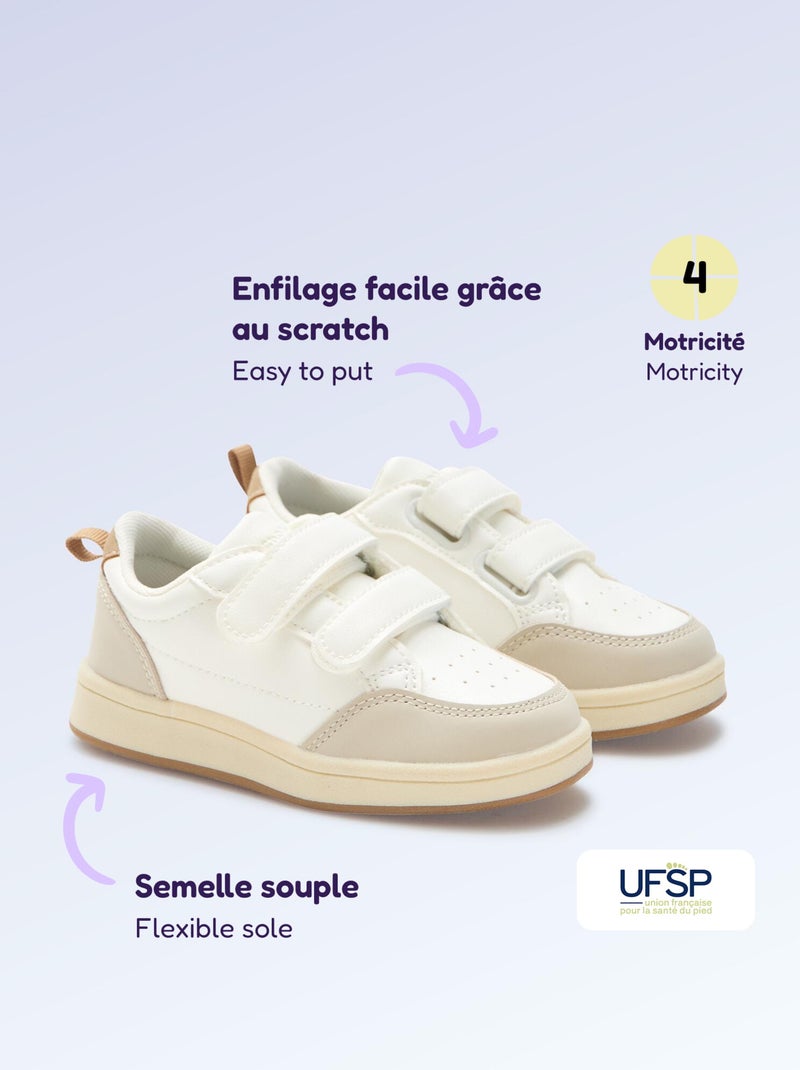 Baskets à scratchs - motricité 4 'marcher' - Kitchoun Beige - Kiabi