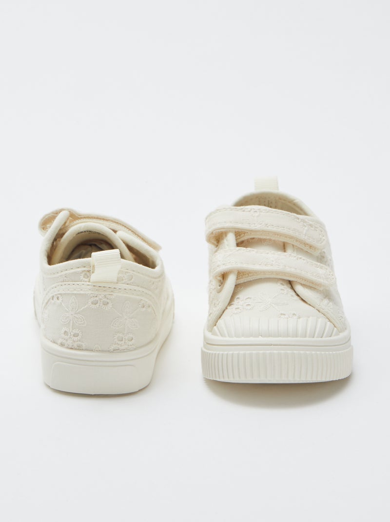 Baskets à scratchs en tissu Ecru - Kiabi
