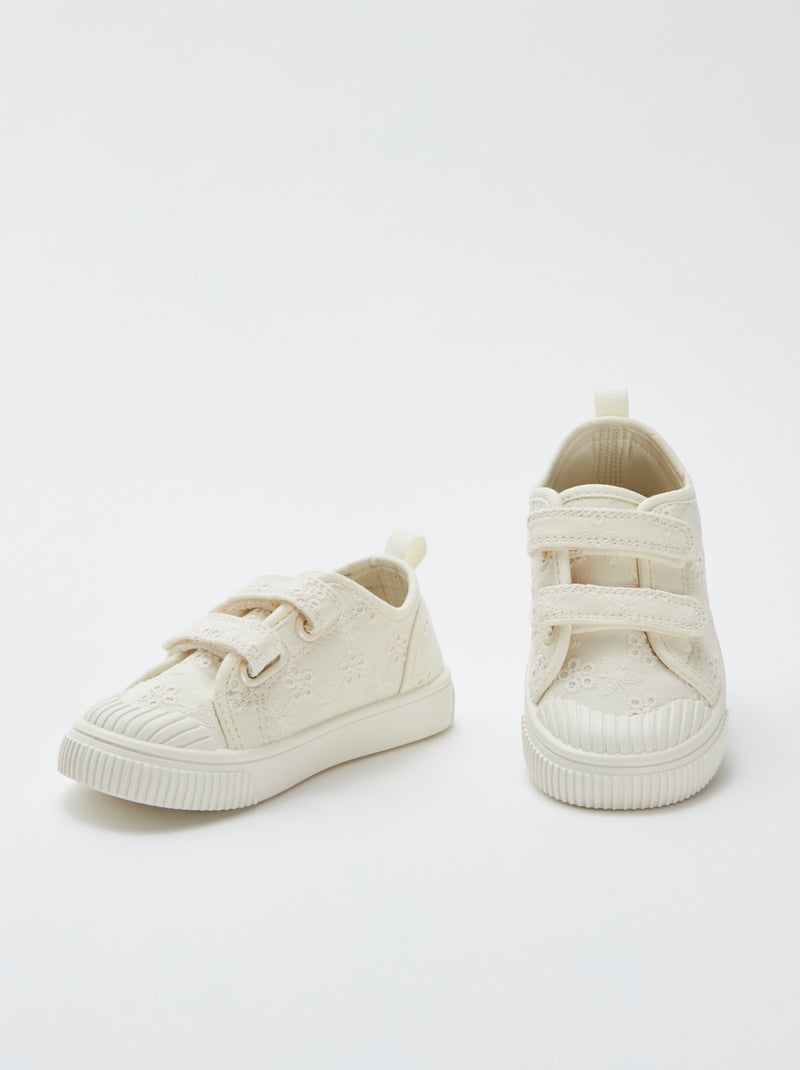 Baskets à scratchs en tissu Ecru - Kiabi