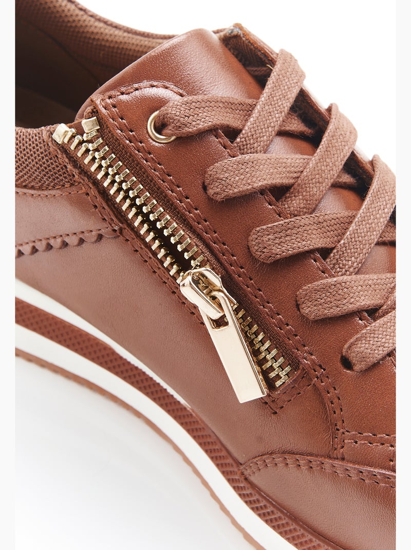 Baskets Amortyl finitions croquets - Damart Marron caramel - Kiabi