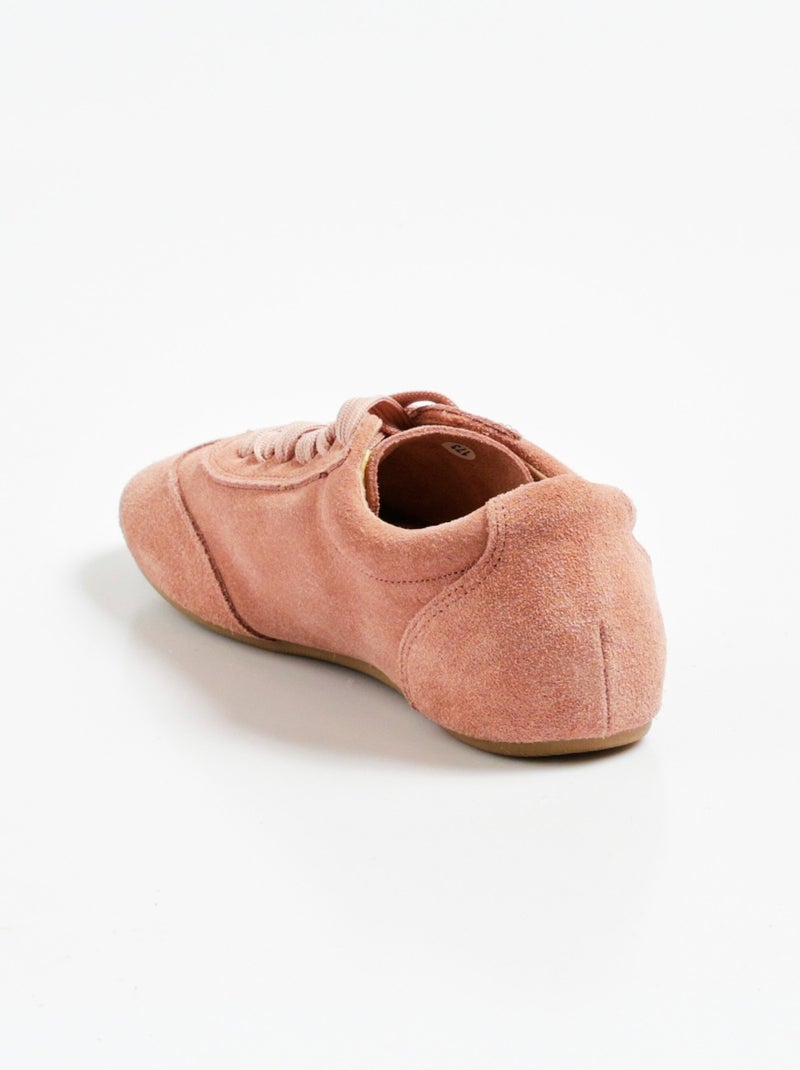 Baskets aspect daim à lacets, semelle plate - AFIBEL Rose - Kiabi