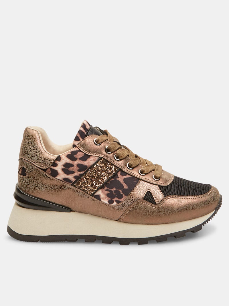 Baskets avec détail animalier BATA Taupe - Kiabi
