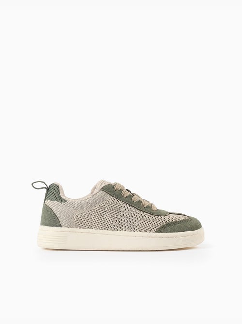 Baskets avec détails en maille et lacets - Kiabi